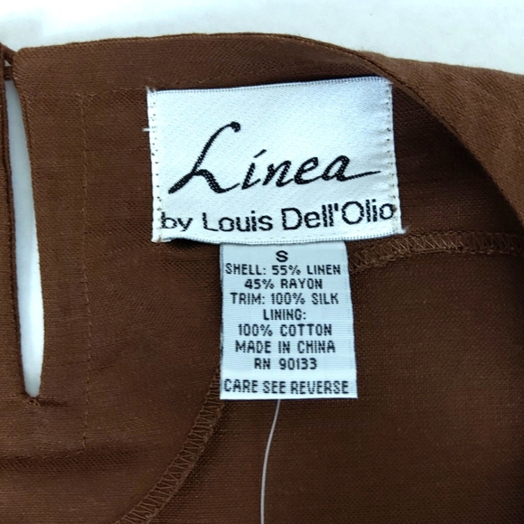 Linea By Luis Dell'Olio Brown Linen Blend Sleeveless Dressy Tank Top Womens S - Picture 3 of 7